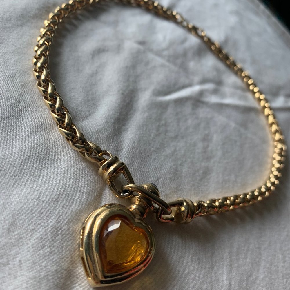 Yellow Gemstone Heart Necklace